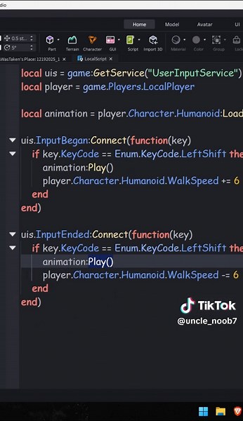 how to make a running animation script #roblox #robloxfyp #luau #fyp #robloxstudio #robloxtutorial #tutorialroblox