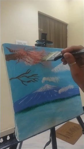 beautiful nature painting #nature #painting #japan #sakuraflowers #flowers#mountfuji#onepiece #luffy