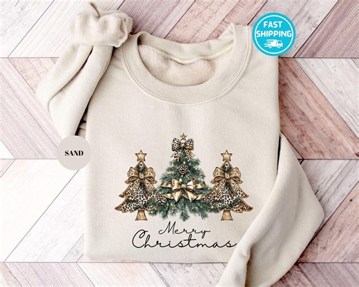 Leopard Christmas Tree Sweatshirt, Coquette Christmas Sweater, Holiday Apparel, Xmas Women Hoodie - Etsy UK