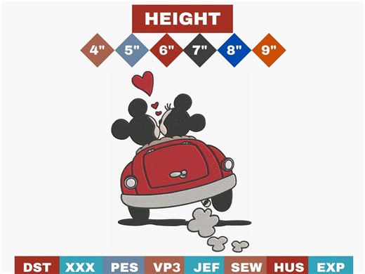Mickey & Minnie Love Machine Embroidery Design - 6 Sizes, Valentines Sweethearts Pattern - Etsy