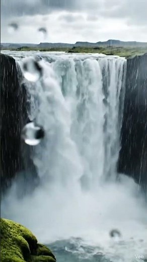 💧 Rain by the Waterfall Cliff | Cinematic Rainfall & Nature Ambience 4K