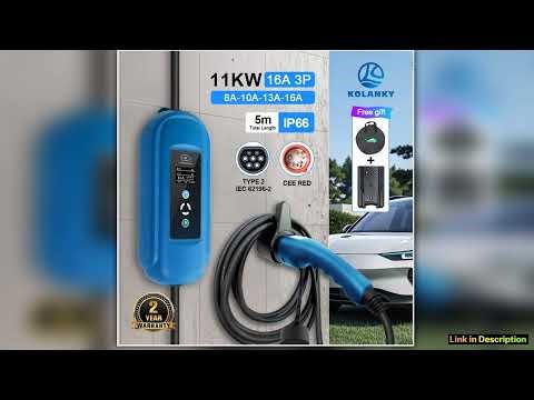 Kolanky EV Charger 16A 11KW Type 2 IEC62169 Plug Adjust Current Timer Charging For Hybrid Eletric V