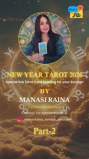 What's Up Gurgaon on Instagram: "Part 2: New Year 2026 Special Tarot Session by @manasiraina_tarotist_lifecoach goes LIVE. Leo, Virgo, Libra & Scorpio bringing you divine messages for your 2026 chapter ✨ ♌ Leo ♍ Virgo ♎ Libra ♏ Scorpio Love, finances, career moves & soul lessons the cards are ready to reveal what lies ahead. Stay tuned your year is about to be decoded. Some Lucky few get their questions answered by Manasi at the end of Part 3 today. #Tarot2026 #ZodiacForecast #Leo2026 #Virgo2026
