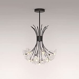 Chandeliers Light Fixtures,Firework Dandelion 13 G4 Lights Flower Crystal Black Pendant Flush Mount Ceiling Lamp for Bedroom Living Room 19.68inch