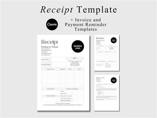 Editable Receipt Template Small Business Receipt Form Sales Receipt Invoice Template Printable Billing Customer Service Transaction Template - Etsy