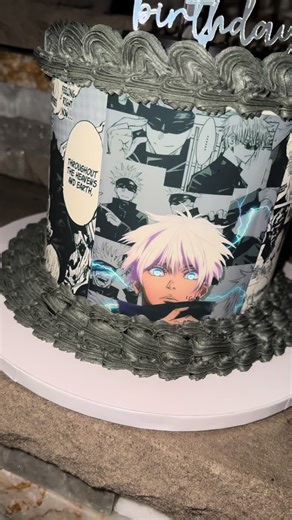 A Gojo Satoru cake using edible images 😌 Yes this was made by me lol #fyp #cake #gojousatoru #anime #foryoupage