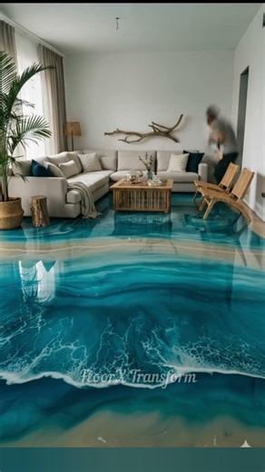 Creative sea beach room design #epoxy #floor #aesthetic