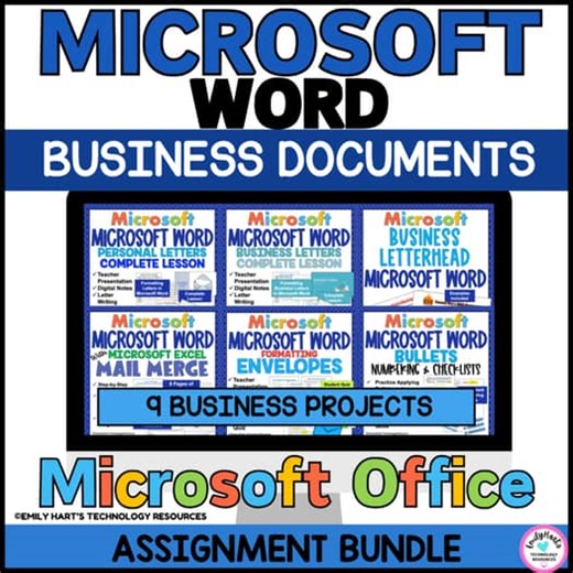 MICROSOFT WORD BUSINESS PROJECTS COMPLETE BUNDLE - 9 COMPUTER LAB ASSIGNMENTS