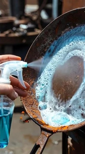 Oxidized cast iron frying pan rust remove