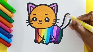 Vẽ và tô màu con mèo dễ thương