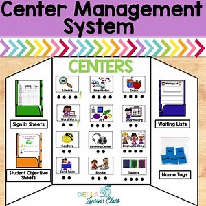 Kindergarten Center Cards and Center Management with Student Objective Sheets