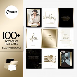 Branding Kit: 100 Luxury Instagram Grid Templates in Gold, Marble and Black | IG Posts - Etsy