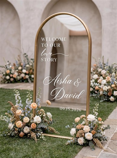 Custom Vinyl Decals for Wedding Mirror, Custom Name Vinyl,custom Welcome Sign Vinyl Sticker - Etsy