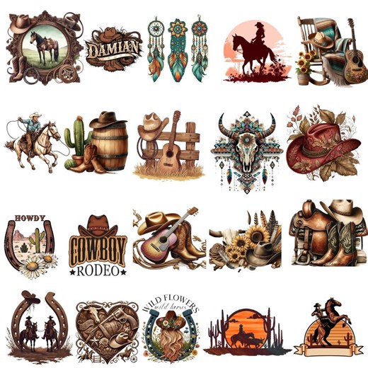 Western Sublimation PNG Bundle, Cowboy Clipart (digital Download) - Etsy Australia