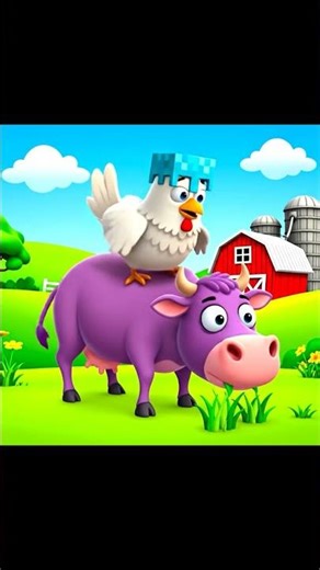 Crazy Farm Adventure: Purple Cow & Flying Chicken! 🤪🐄💨 #shorts #shortvideo #short