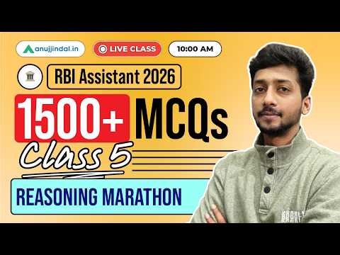 RBI Assistant 2026: Reasoning Free Class | Puzzles | Analogy | Anuj Jindal