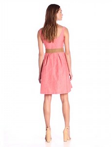 Watch Nine West Women's Linear Burnout Topstitch Dress with Pleats on Amazon Live