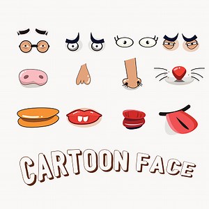 cartoon emotions face set.
