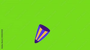 Animated New Years Party Popper with isolated green screen background for transparent and change the background