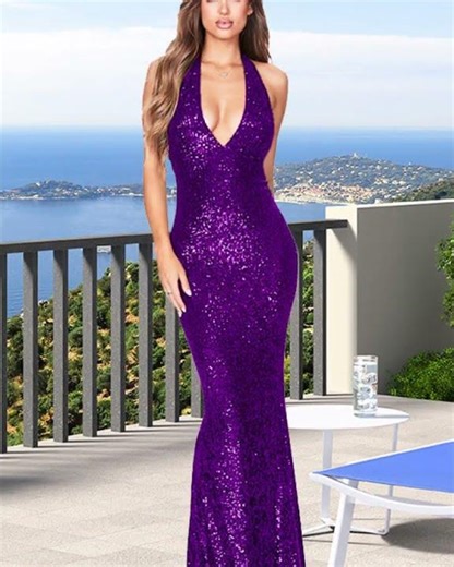 Deep V Halter Backless Dress - Summer Evening Dress