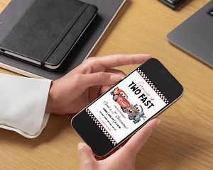 Cars Birthday Party Invitation, Lightning Mcqueen Birthday, Cars Party Invite, Second Birthday Party Invitation, Two Fast, 2, Canva Editable - Etsy