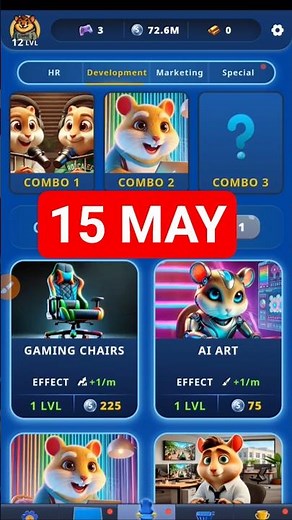 Hamster Kombat Game Dev Daily Combo | 15 May Hamster Kombat Daily Combo | Hamster Daily Combo