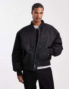 ASOS DESIGN oversized bomber jacket in black | ASOS