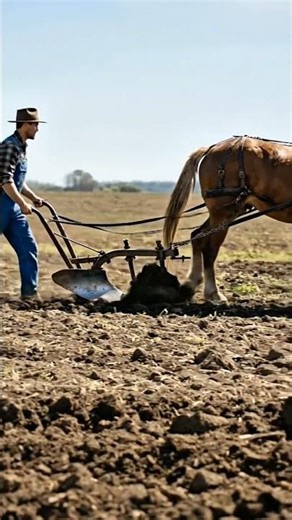 El arado de vertedera trabaja transformando la capa