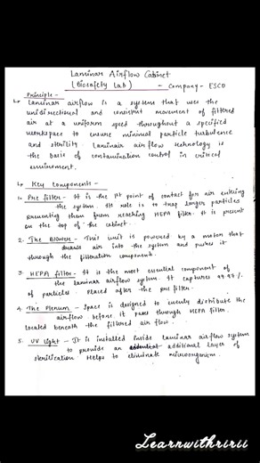 laminar air flow notes #lab #pharmacy #science #biotechnology