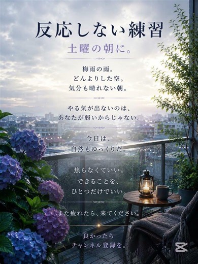 反応しない練習 土曜の朝。今日はゆっくりでいい。