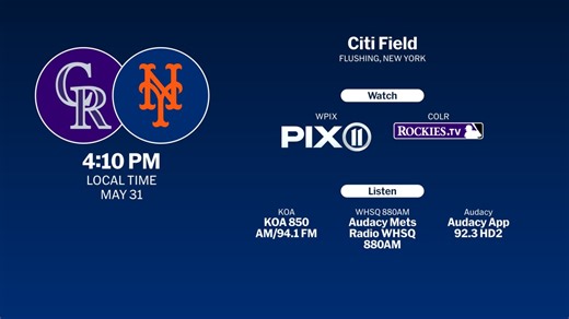Rockies at Mets - May 31, 2025: Tune In