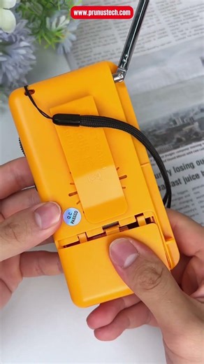 PRUNUS J-166 AM/FM Portable Radio, Battery Powered, Tuning Light, Back Clip, Strong Reception