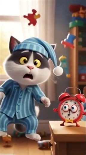 The sleepy cat and the loud alarm clock#shorts #shortvideo #funny #cat