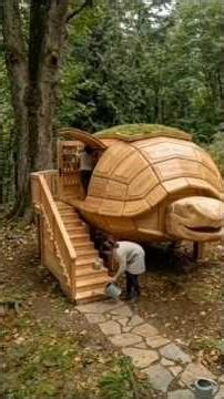 Built a Real-LifeTurtle House 🐢#viral#fyp #trending #transformation #timelapse #woodworking #shorts
