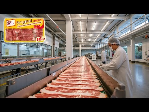 How BACON 🥓 Is Made in Factories | The Process of Making Smoked Pork
