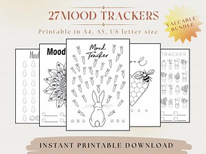 27 Monthly Mood Trackers Bundle, Daily Mood Tracker Journal, Emotion Tracker, Mood Chart, Wellness Planner, A4/a5/letter, Digital Download - Etsy Australia