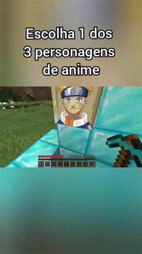 Choosing one of three anime characters to teleport to in Minecraft.