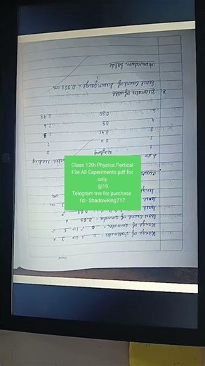 Class 12th Complete Physics practical work pdf with experiment readings #Physics practical work
