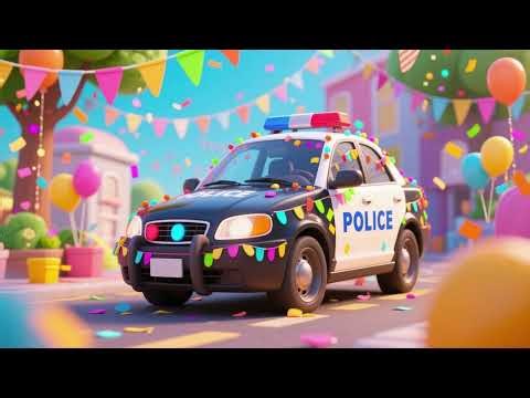 Police Car Color Celebration 🚓🌈 | Nursery Rhymes & Kids Songs
