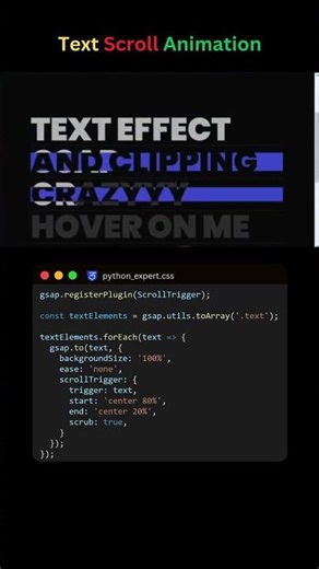 Text Scroll Animation with GSAP ScrollTrigger #coding #programming #textanimation #scroll #glsl #css