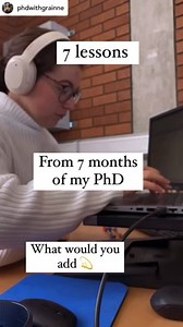 PhD student @phdwithgrainne looks at 7 lessons she has learnt since starting her PhD. Find more PhD tips and advice on our website through the link in our bio. . . #careeradvice #phdstudent #phdtips #phdadvice #academicjourney 1. No one can fully prepare you for that emotional rollercoaster that it is. Everyone probably goes in with some rose tinted glasses on, but you get many a rude awakening 😅 Try to enjoy the highs when they come because the lows can take over quickly.�� 2. It’s going to be
