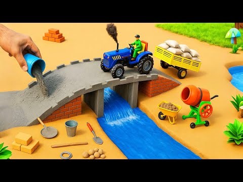 DIY Mini Truck Builds Brick & Metal Railing Bridge | Fun Construction Science Project #4
