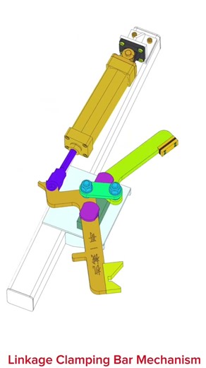 Linkage Clamping Bar Mechanism #cad #design #machine