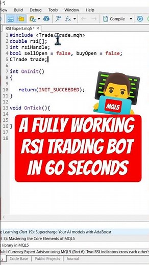 Coding an RSI Expert Advisor in ONE MINUTE - MQL5 Tutorial #algotrading #tradingbot #stockmarket
