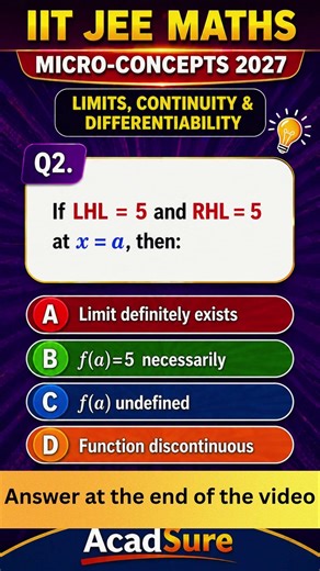 Right And Left Hand Limit Exist.. Then? | Limit, Continuity & Differentiability | JEE Mains 2027