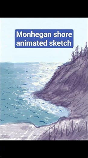 cliff and waves animated sketch 🌊 #animation #sketchaday #cliffside #sketch #waves #procreatedreams