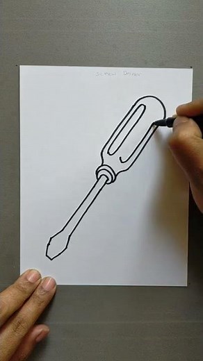 How To Draw A Screwdriver Easy | Screwdriver Step By Step Line Drawings | Easy drawing idea #shorts