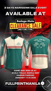 JERSEYS ON SALE! 💥 Fullprint Manila Jerseys at MARKDOWN PRICES! 🗓️ Jan 17–18 | 📍 Ayala Malls Manila Bay, Podium Parking See you at the Bodega Moto Clearance Sale 🔥 | Fullprint Manila