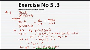 FSc Math Book1, CH 5, LEC 8: Ex 5.3