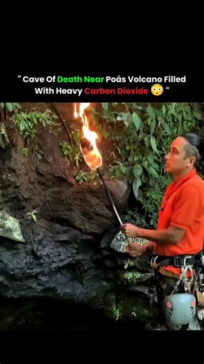 Vriince on Instagram: "The Cave of Death sits near the active Poás Volcano in Costa Rica. Volcanic vents release large amounts of carbon dioxide into the cave.Since carbon dioxide is heavier than air, it replaces oxygen and settles inside. Animals that wander in collapse within minutes because breathing is impossible. Even humans entering without protection lose consciousness fast.Scientists study this cave to understand volcanic gas dangers and the effects of oxygen loss on life. @bitzcasino vi